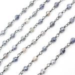 Load image into Gallery viewer, Coated Blue Moonstone Black Rhodium 925 Sterling Silver Wire Chain