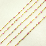Load image into Gallery viewer, Gold Plated Sterling Silver Enamel Rose Color Cable Chain