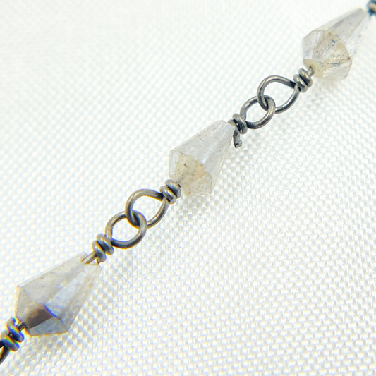 Coated Labradorite Oxidized Wire Chain