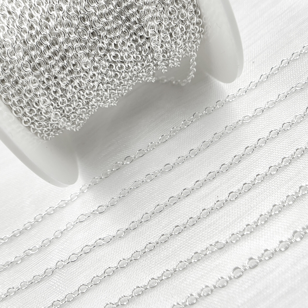 V196SS. Sterling Silver Smooth Oval Link Chain