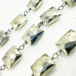 Load image into Gallery viewer, Steel Pyrite Rectangular Shape Oxidized Wire Chain.