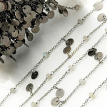 Load image into Gallery viewer, Labradorite and Dangle Disc Oxidized Wire Chain.