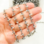 Load image into Gallery viewer, Coated Labradorite with Pearl Oxidized Wire Chain