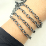 Load image into Gallery viewer, Black Rhodium 925 Sterling Silver Smooth Cable Link Chain