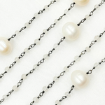 Load image into Gallery viewer, Crystal & Pearl Oxidized 925 Sterling Silver Wire Chain.