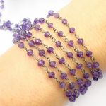 Load image into Gallery viewer, Amethyst Gemstone Oxidized 925 Sterling Silver Wire Chain