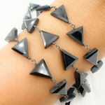 Load image into Gallery viewer, Black Spinel Triangle Shape Oxidized 925 Sterling Silver Wire Chain