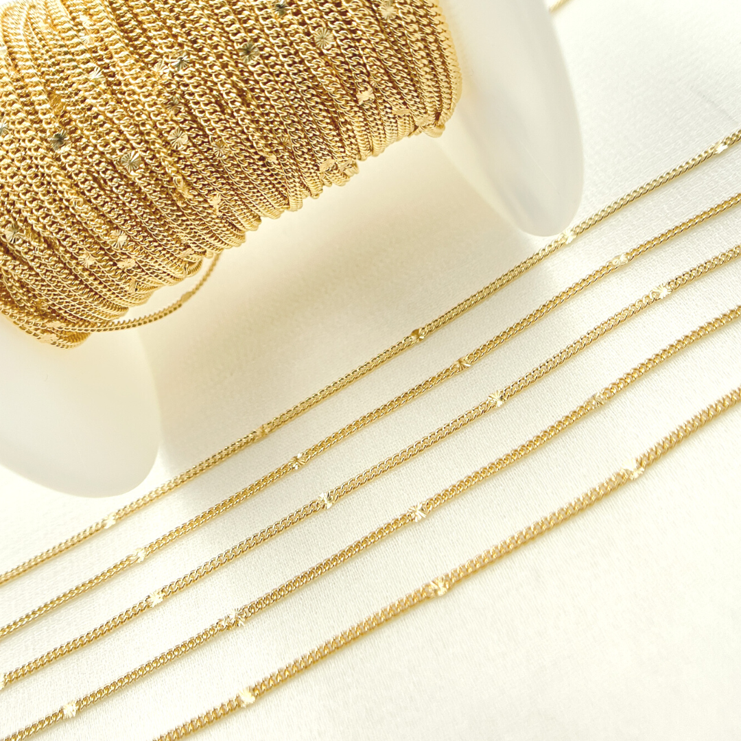 14k Gold Filled Satellite Curb & Diamond Cut Marina Link Chain