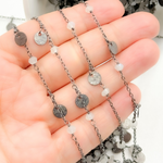 Load image into Gallery viewer, Moonstone and Dangle Disc Oxidized Wire Chain.