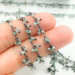 Load image into Gallery viewer, Coated Green Quartz Cluster Dangle Oxidized Wire Chain