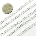 Load image into Gallery viewer, Sterling Silver Diamond Cut & 3 Smooth Links Paper Clip Chain