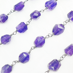 Load image into Gallery viewer, Amethyst Organic Shape Oxidized Wire Chain