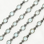 Load image into Gallery viewer, Sky Blue Topaz Round Shape Bezel Oxidized Wire Chain.