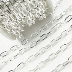 Load image into Gallery viewer, Sterling Silver Hollow Flat Paperclip Link Chain