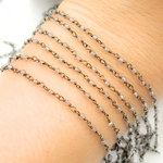 Load image into Gallery viewer, Coated Grey Moonstone Oxidized Wire Chain.