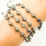 Load image into Gallery viewer, Pyrite Small Coin Shape Oxidized Wire Chain. PYR44