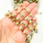 Load image into Gallery viewer, Coated Cats Eye Oxidized 925 Sterling Silver Wire Chain