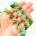 Load image into Gallery viewer, Chrysoprase Smooth Rondel Gold Plated Wire Chain