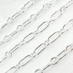 Load image into Gallery viewer, 925 Sterling Silver Hollow Smooth Paperclip Long & Short Link Chain.