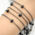 Load image into Gallery viewer, Black Spinel Double Oxidized Connected Wire Chain.