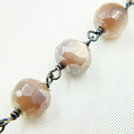 Load image into Gallery viewer, Coated Rondel Moonstone Oxidized Wire Chain.