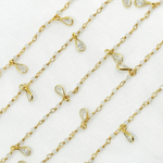 Load image into Gallery viewer, White Topaz & CZ Dangle Gold Plated Wire Chain.