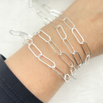 Load image into Gallery viewer, 925 Sterling Silver Paperclip Flat Link Chain.
