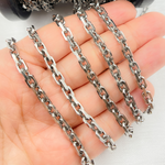 Load image into Gallery viewer, Z90OX1. Oxidized Shinny Sterling Silver Rectangle Diamond Cut Heavy Cable