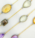Load image into Gallery viewer, Multi Gemstone Organic Shape Connected Wire Chain.