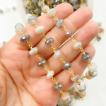 Load image into Gallery viewer, Coated Multi Moonstone Gold Plated Wire Chain.