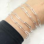Load image into Gallery viewer, 925 Sterling Silver Paperclip Flat Link Chain.