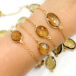 Load image into Gallery viewer, Whisky Quartz Organic Shape Bezel Gold Plated Wire Chain.