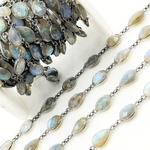 Load image into Gallery viewer, Labradorite Pear & Oval Shape Bezel Oxidized Wire Chain