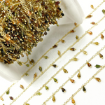 Load image into Gallery viewer, Multi Tourmaline Drop Dangle Gold Plated Wire Chain