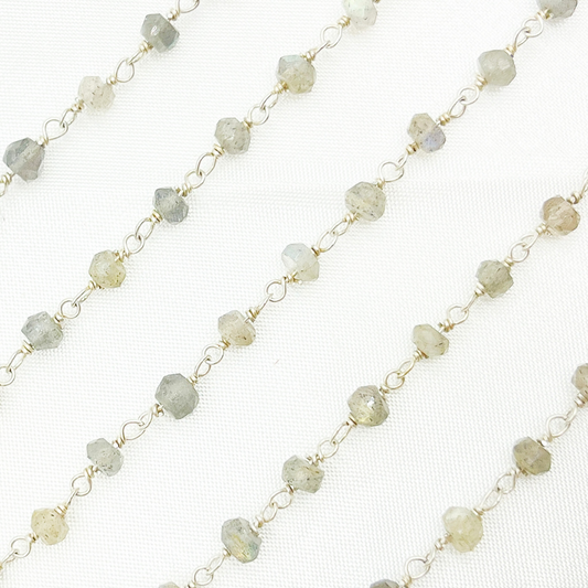 Labradorite 925 Sterling Silver Wire Chain.