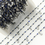 Load image into Gallery viewer, Lapis Lazuli & CZ Dangle Gold Plated Wire Chain.