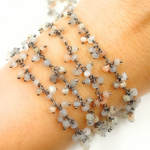 Load image into Gallery viewer, Multi Moonstone Cluster Dangle Oxidized Wire Chain