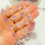 Load image into Gallery viewer, Pink Amethyst Oval Gold Plated Wire Chain