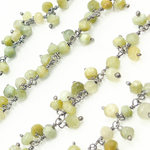 Load image into Gallery viewer, Cats Eye Cluster Dangle Oxidized Silver Wire Chain.