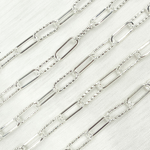 Load image into Gallery viewer, 925 Sterling Silver Paperclip Smooth & Diamond Cut Link Chain.