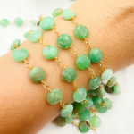 Load image into Gallery viewer, Chrysoprase Coin Shape Gold Plated Wire Chain.