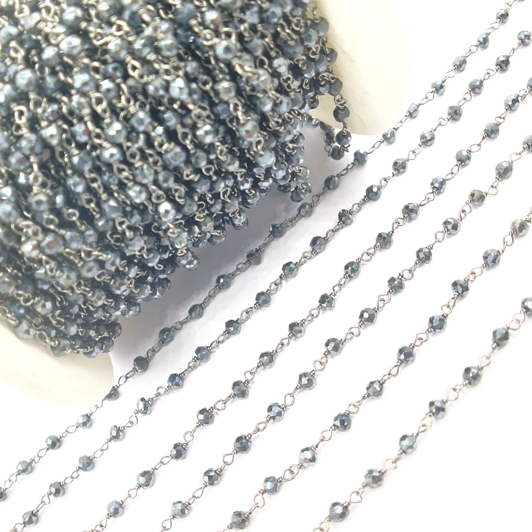 Coated Black Spinel Wire Wrap Chain