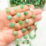 Load image into Gallery viewer, Chrysoprase Coin Shape Gold Plated Wire Chain