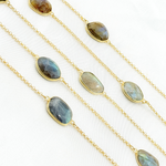 Load image into Gallery viewer, Labradorite Organic Shape Bezel Gold Plated Connected Chain.