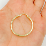 Load image into Gallery viewer, 14K Solid Gold Flat Round Hoop Earrings with Texture.
