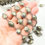 Load image into Gallery viewer, Pyrite Organic Shape Bezel Oxidized Wire Chain
