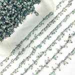 Load image into Gallery viewer, Coated Green Quartz Cluster Dangle Oxidized Wire Chain.