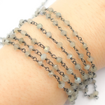 Load image into Gallery viewer, Coated Moonstone Black Rhodium 925 Sterling Silver Wire Chain