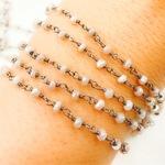 Load image into Gallery viewer, Coated Siloni Peach Moonstone 925 Sterling Silver Wire Chain.