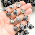 Load image into Gallery viewer, Coated Labradorite Hexagon Shape Bezel Oxidized Wire Chain